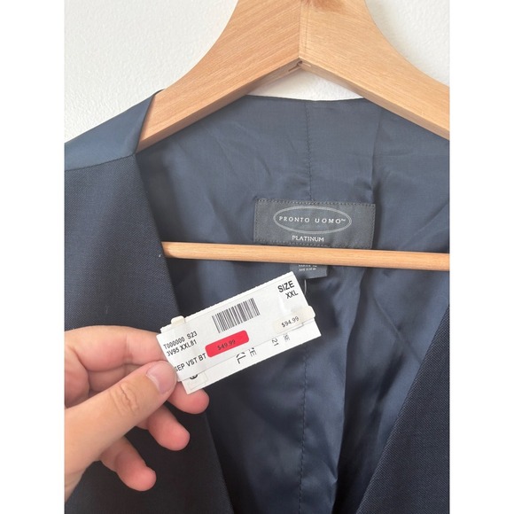 NWT - Men's Warehouse Pronto Uomo Platinum 100% Wool Suit Vest – Blue – XXL - Picture 2 of 5